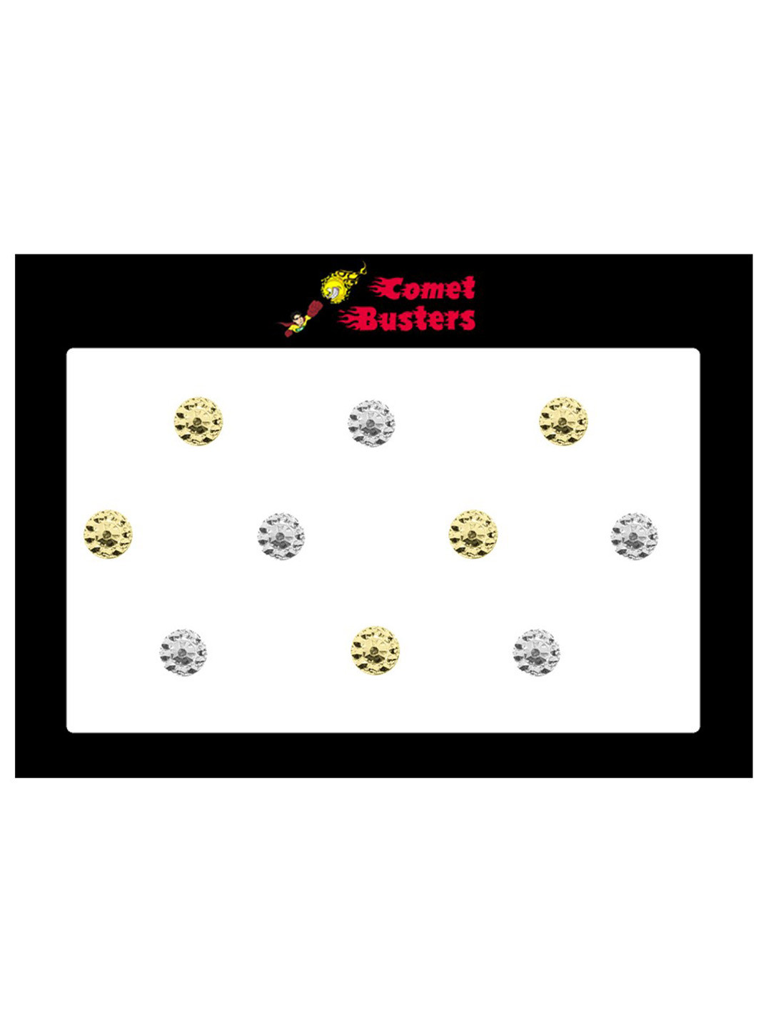 

Comet Busters 10 Pcs Reusable Designer Bindis - Gold-Toned & Silver-Toned