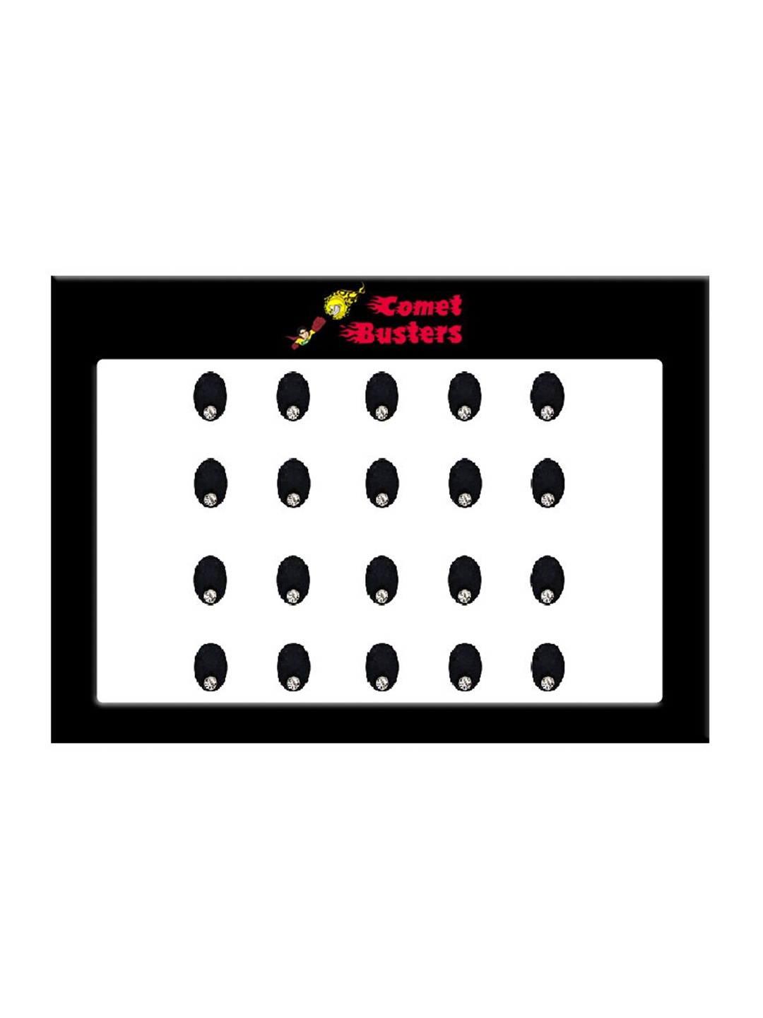 

Comet Busters 20 Pcs Embellished Reusable Designer Bindis - Black