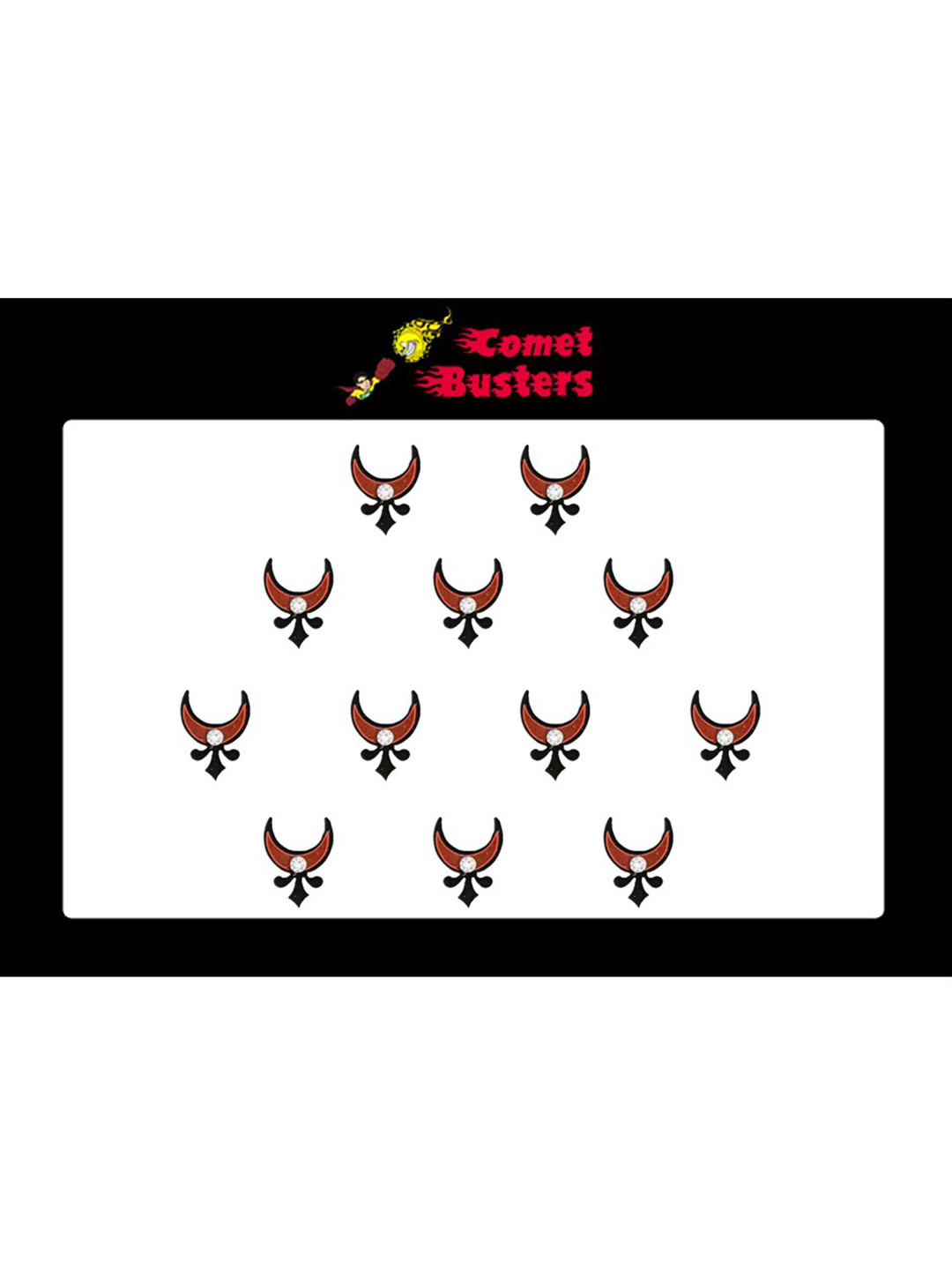 

Comet Busters 12 Pcs Embellished Reusable Designer Bindis - Maroon & Black