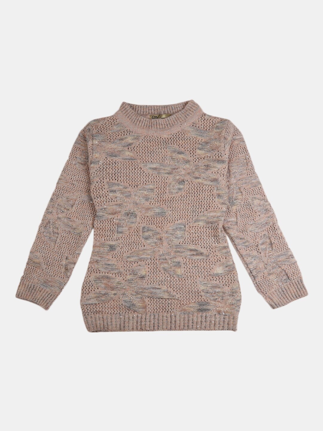 

V-Mart Girls Peach-Coloured Self Design Sweatshirt