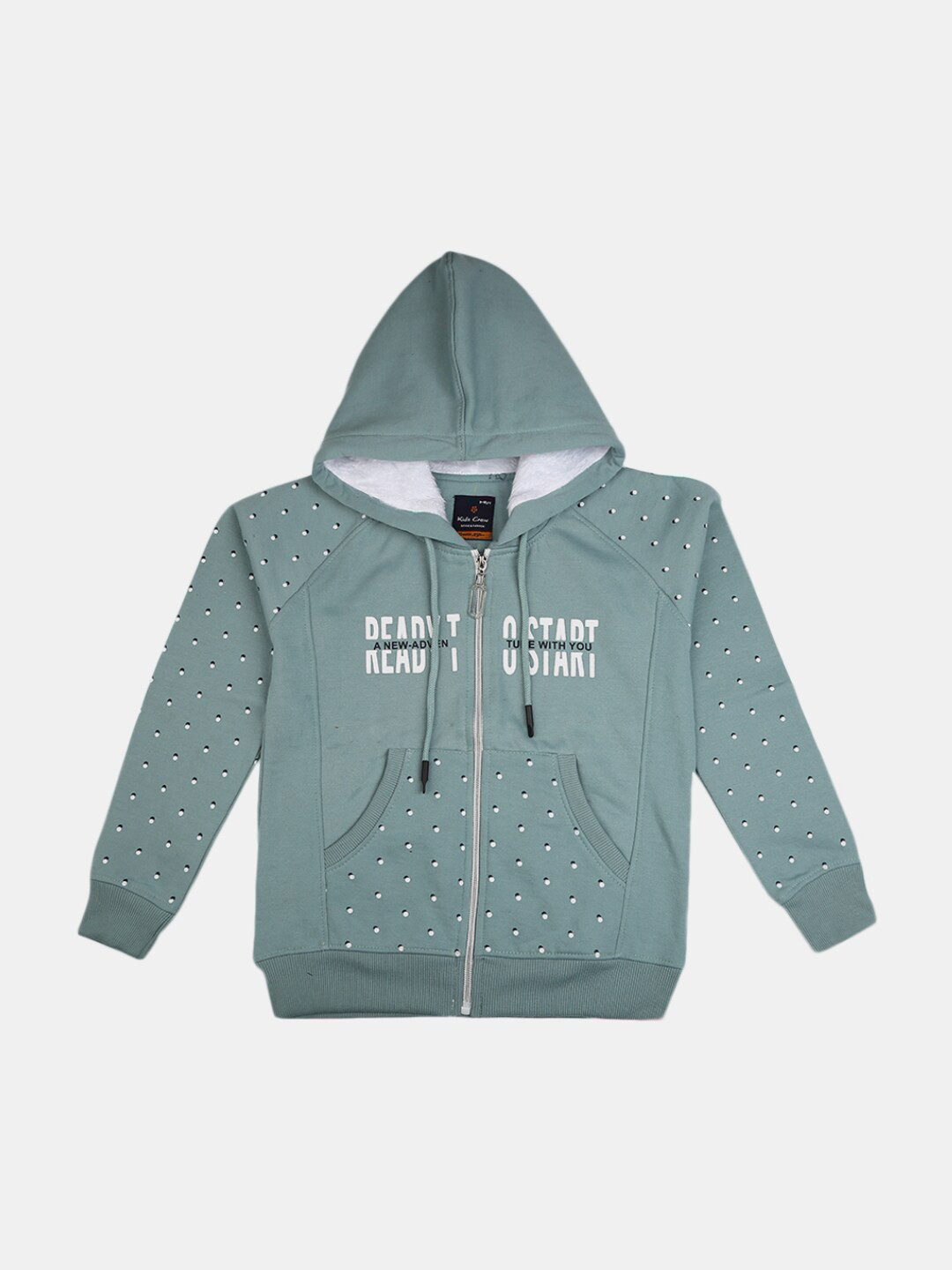 

V-Mart Girls Green Printed Hooded Sweatshirt