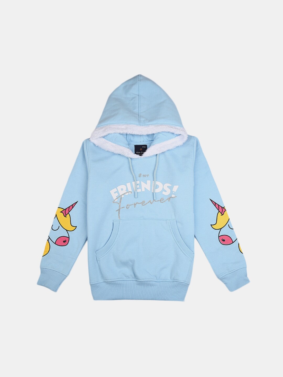 

V-Mart Girls Blue Printed Hooded Sweatshirt