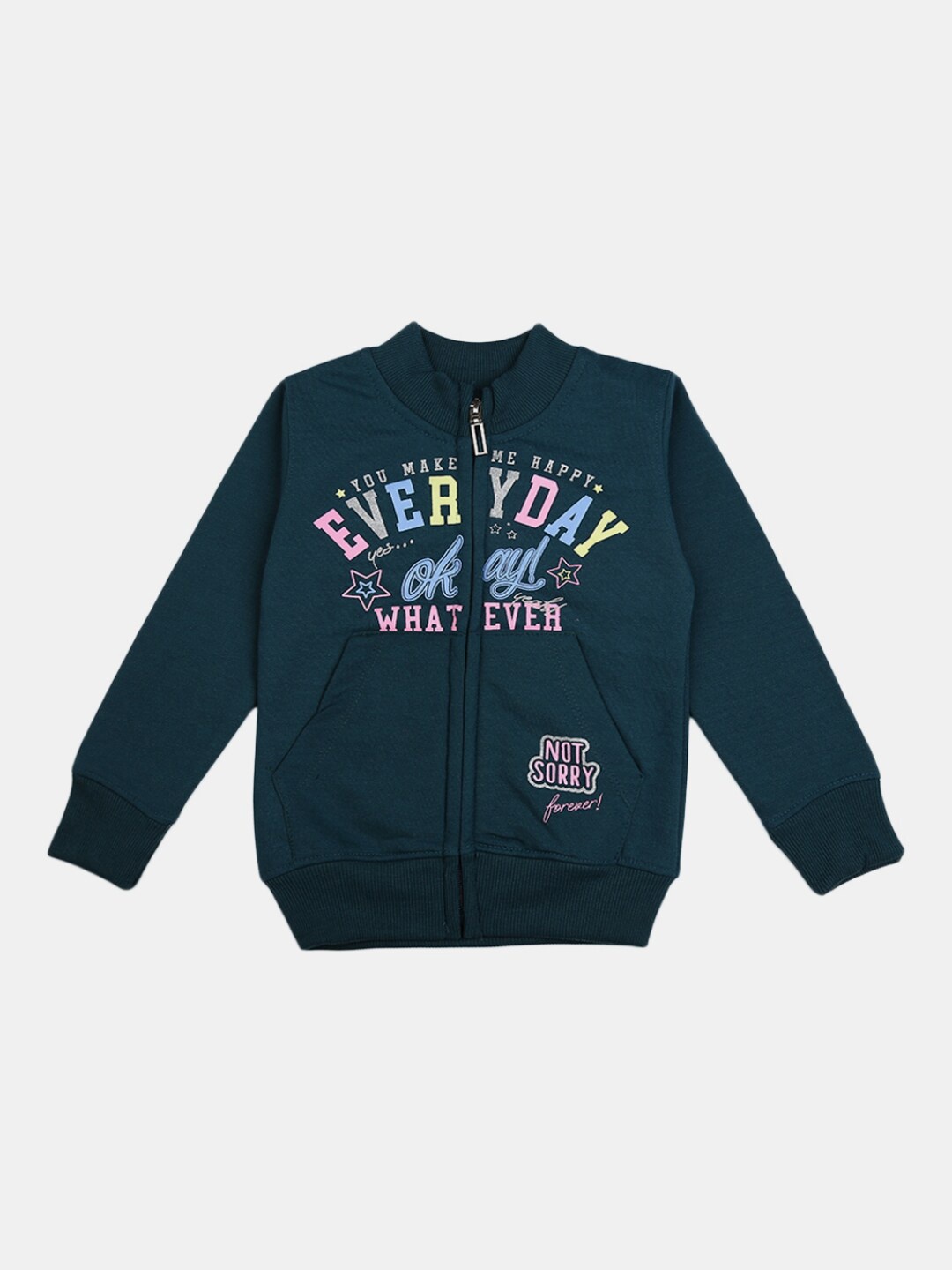 

V-Mart Girls Teal Printed Fleece Sweatshirt