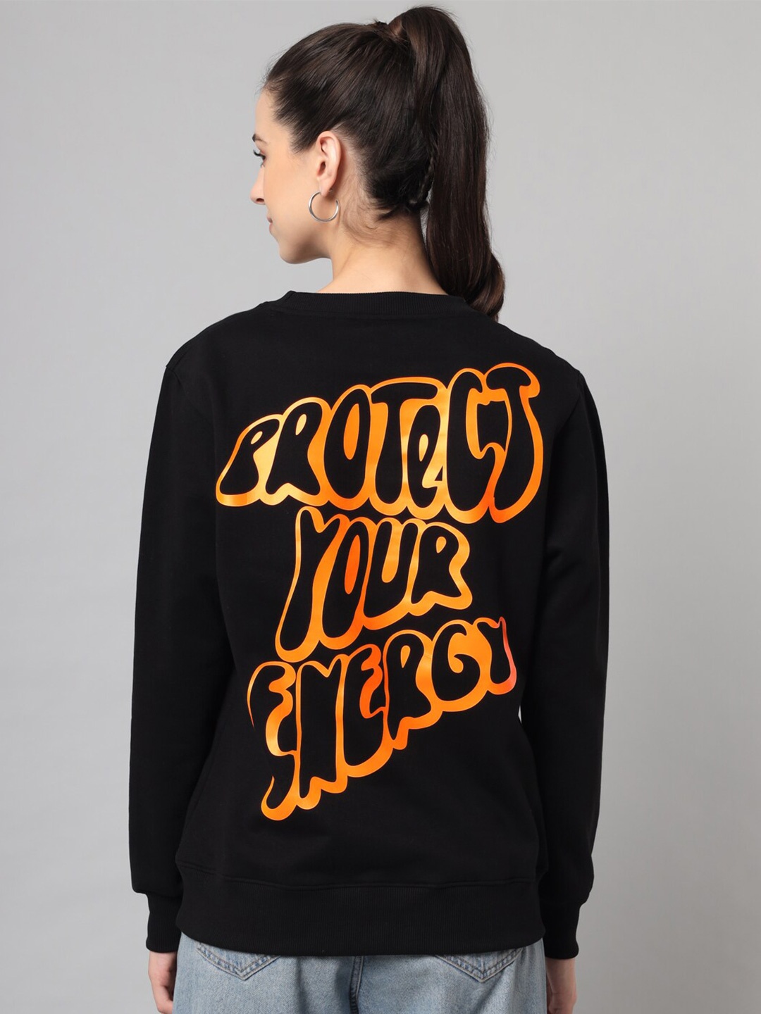 

GRIFFEL Women Black Printed Sweatshirt