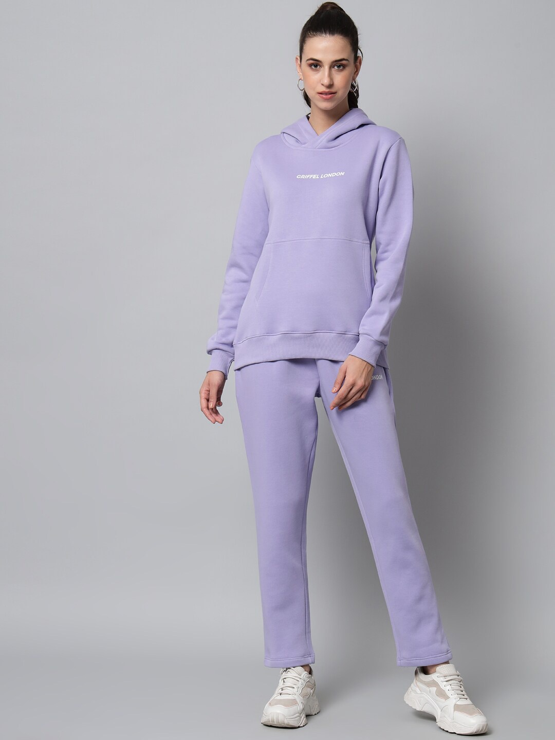 

GRIFFEL Women Lavender & White Logo Printed Tracksuit