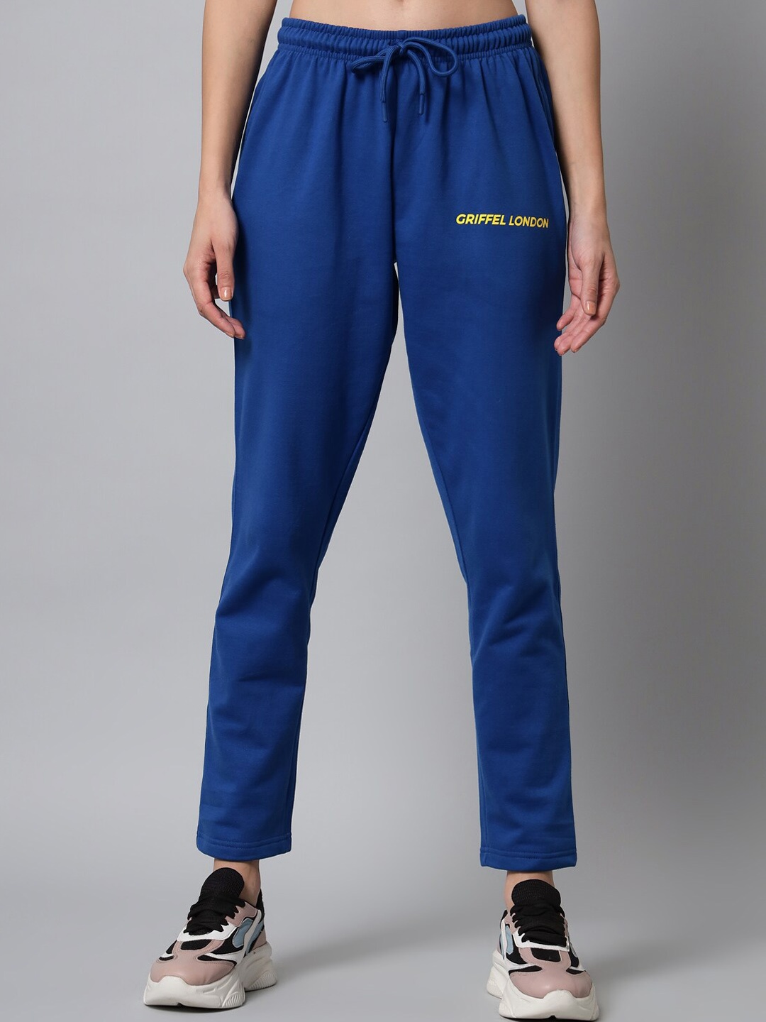 

GRIFFEL Women Blue Solid Cotton Track Pant