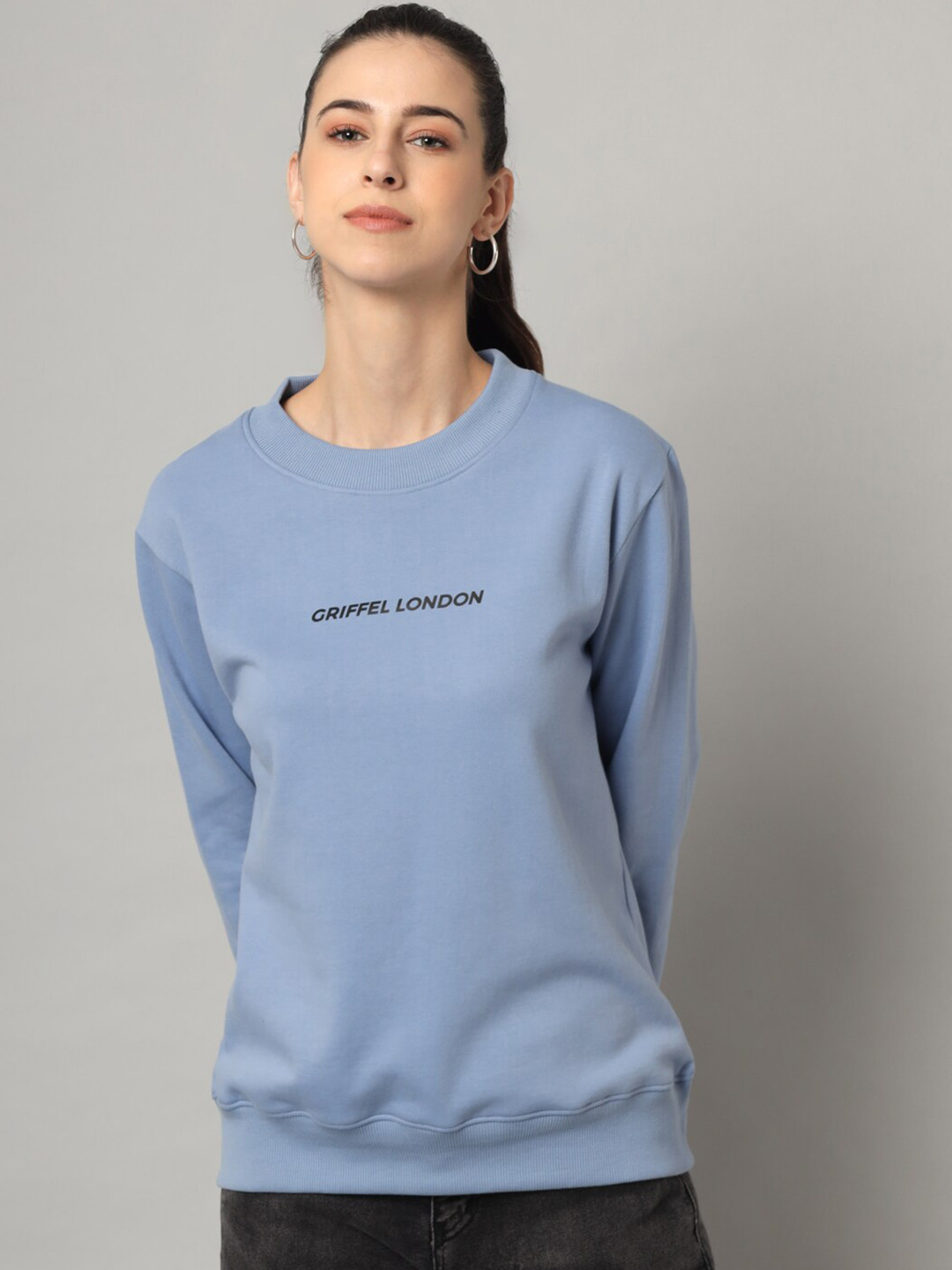 

GRIFFEL Women Blue Solid Sweatshirt