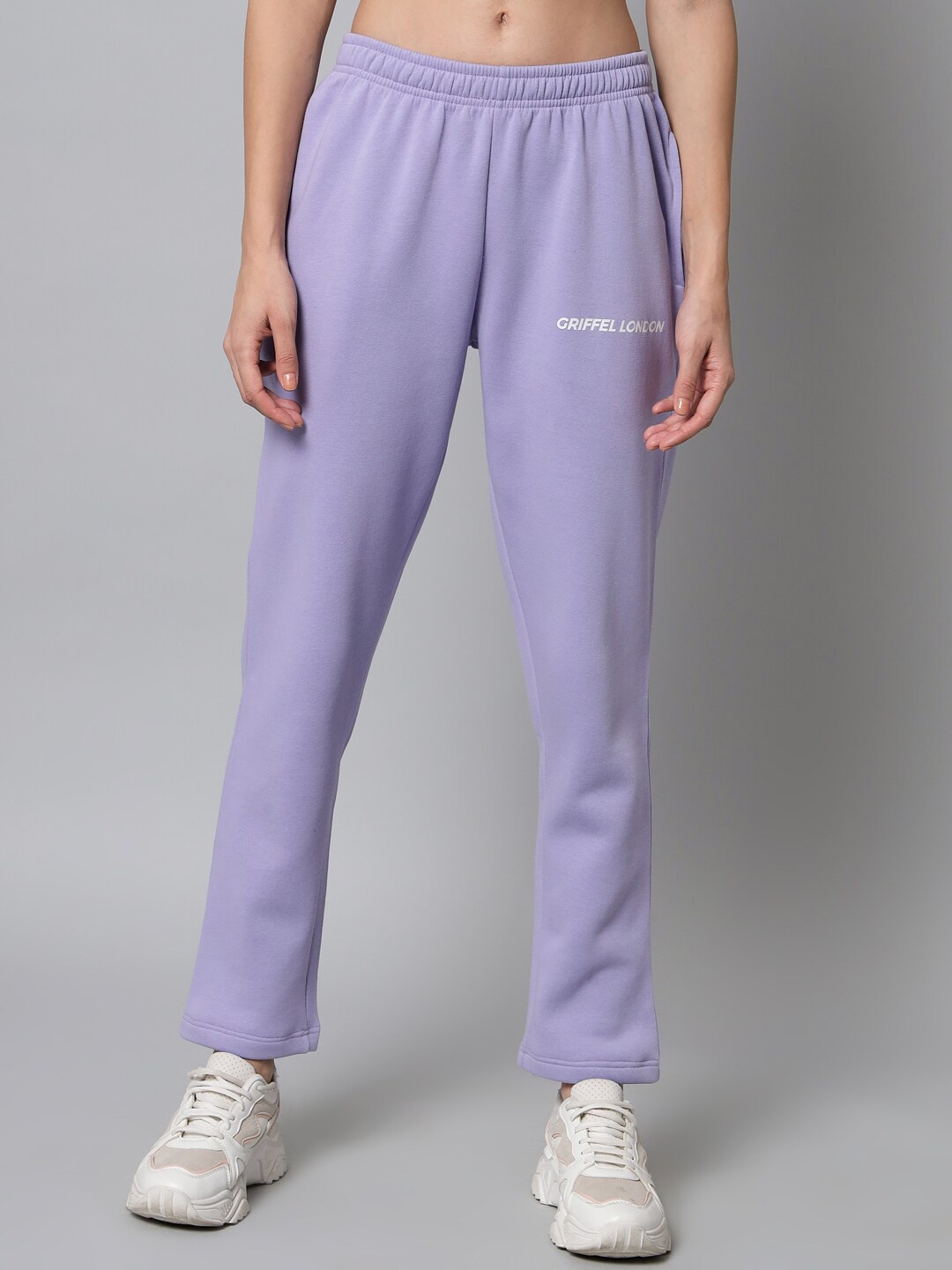 

GRIFFEL Women Mauve Solid Cotton Track Pants