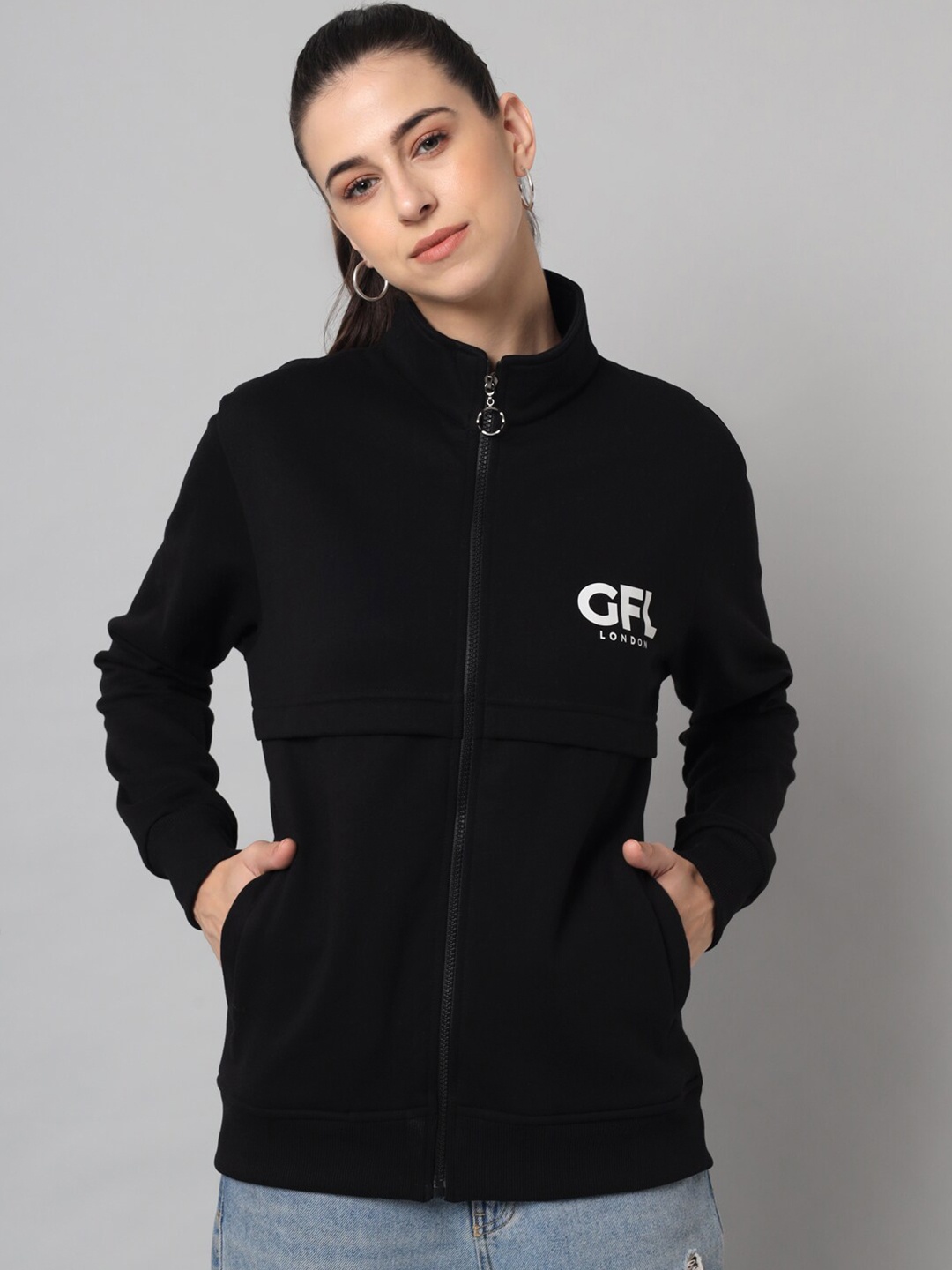 

GRIFFEL Women Black Printed Sweatshirt
