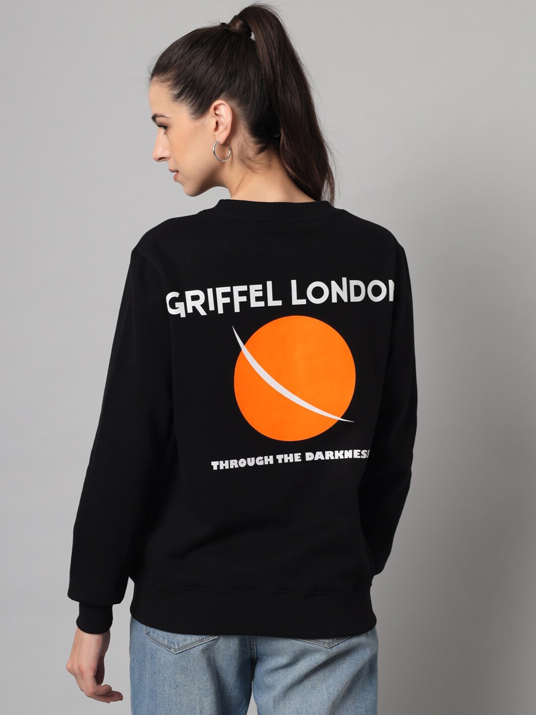 

GRIFFEL Women Black Printed Sweatshirt