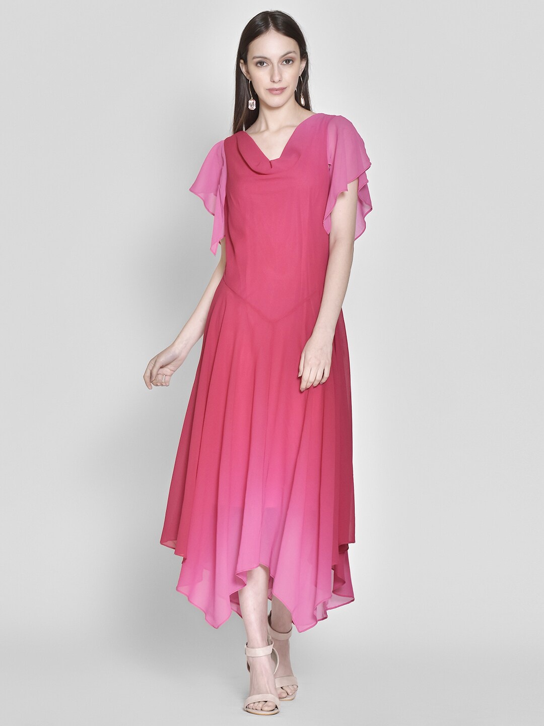 250 DESIGNS Pink Georgette Maxi Dress