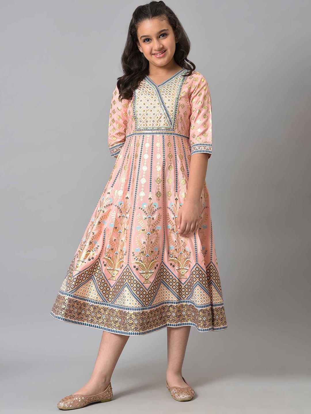 

AURELIA Girls Pink A-Line Ethnic Dress