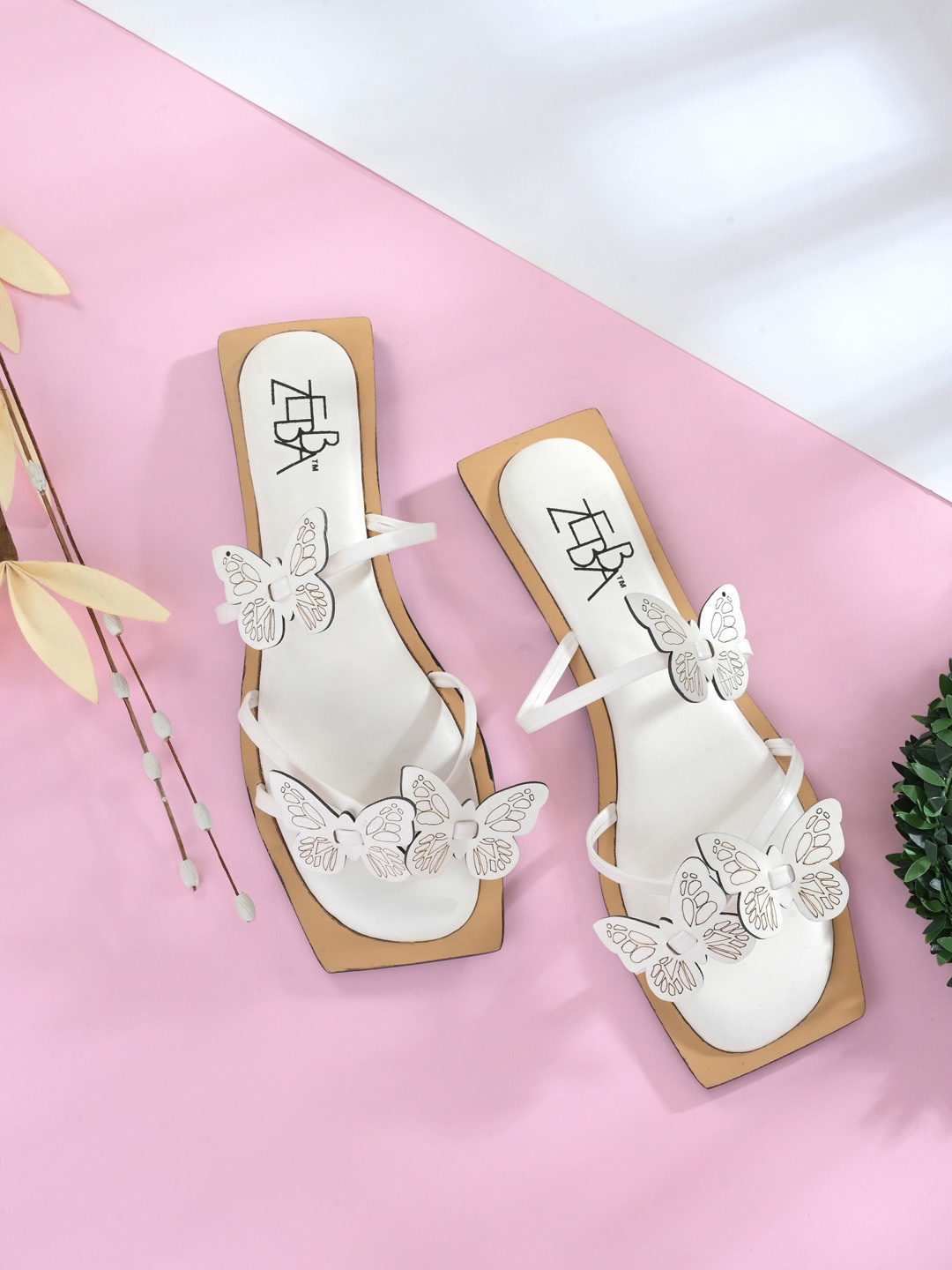 

Zebba Women White Open Toe Flats