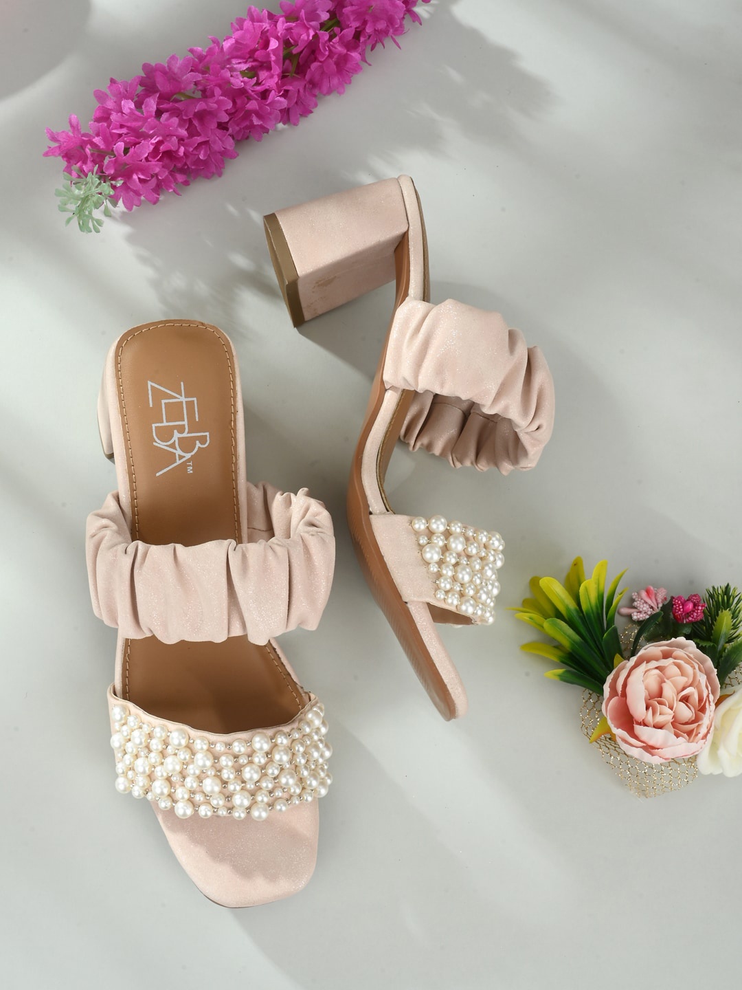

Zebba Women Peach-Coloured Block Sandals