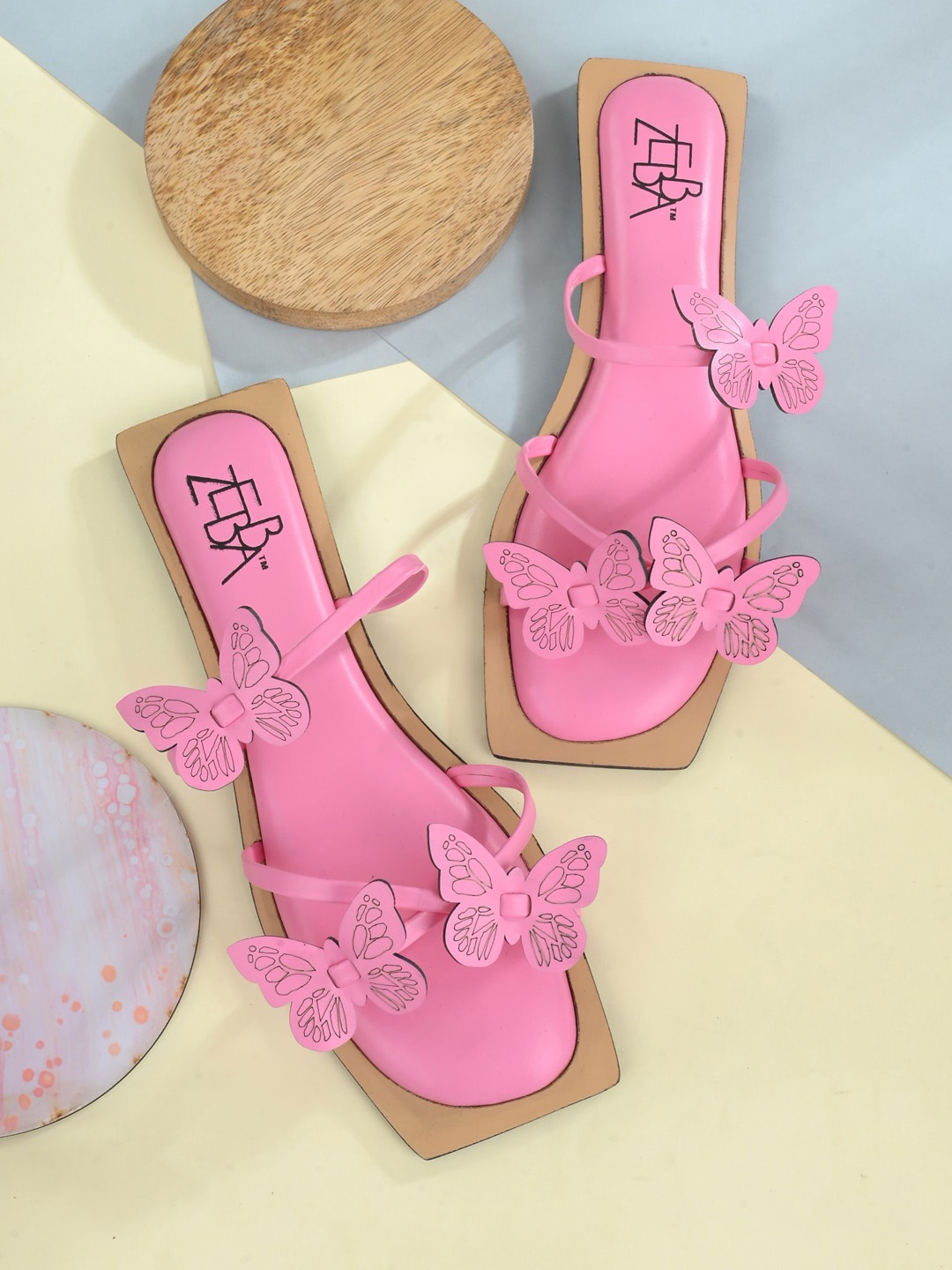 

Zebba Women Pink Printed Open Toe Flats