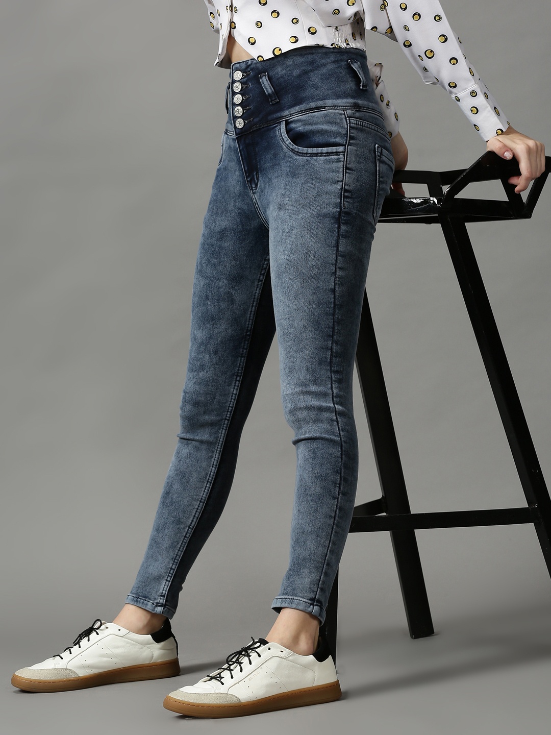 

SHOWOFF Women Grey Skinny Fit High-Rise Light Fade Stretchable Jeans