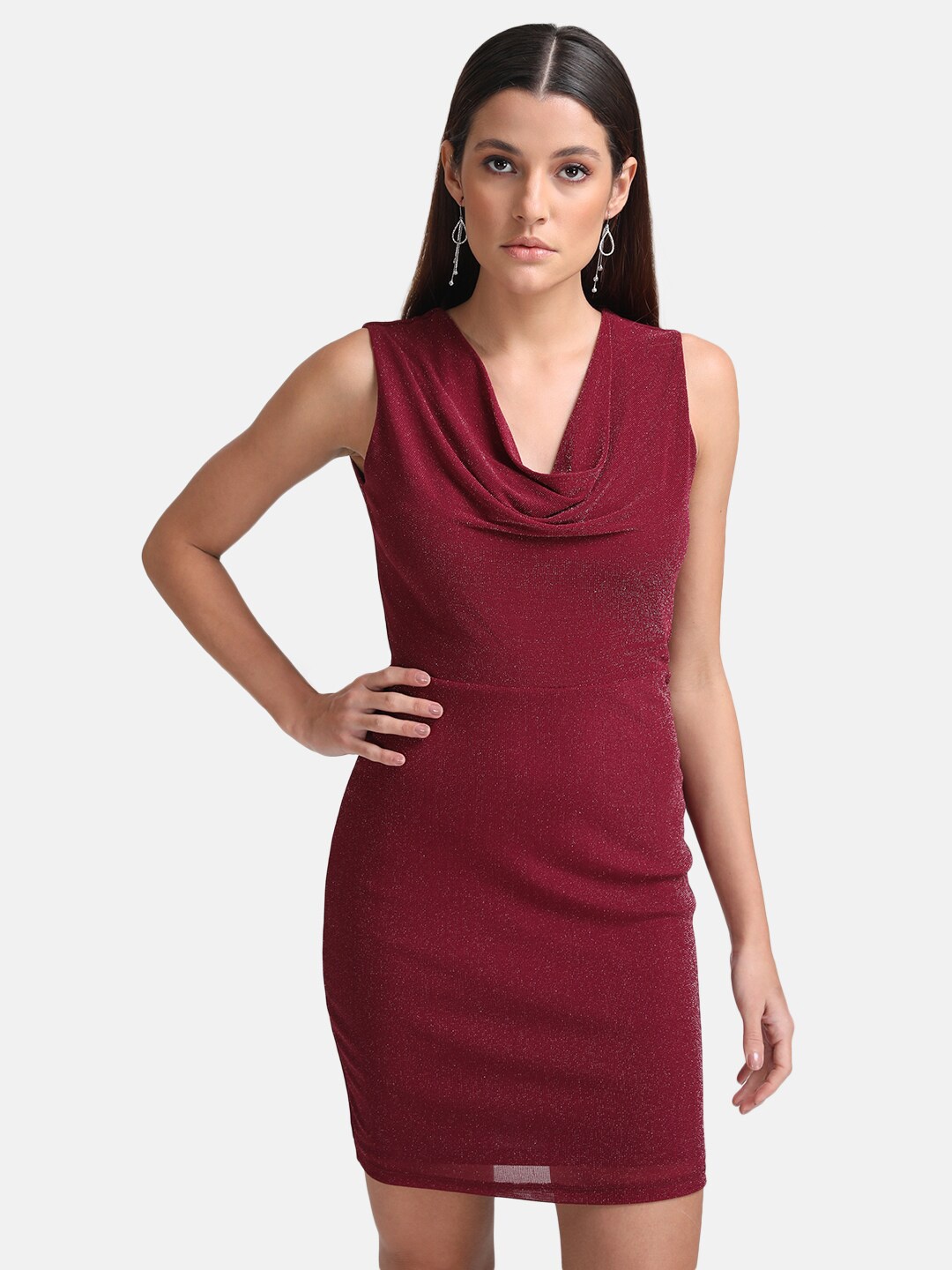 

Kazo Cowl Neck Bodycon Dress, Maroon