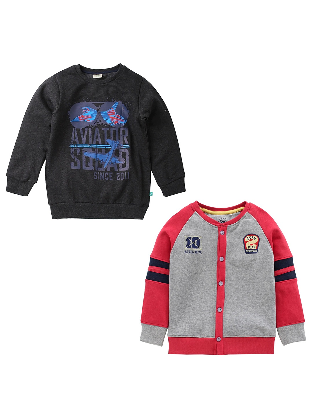 

JusCubs Boys Pack Of 2 Printed Sweatshirt, Black