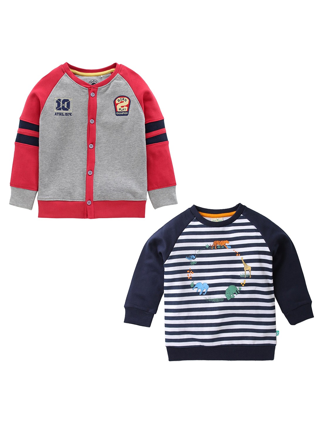 

JusCubs Boys Pack Of 2 Red Striped Sweatshirts