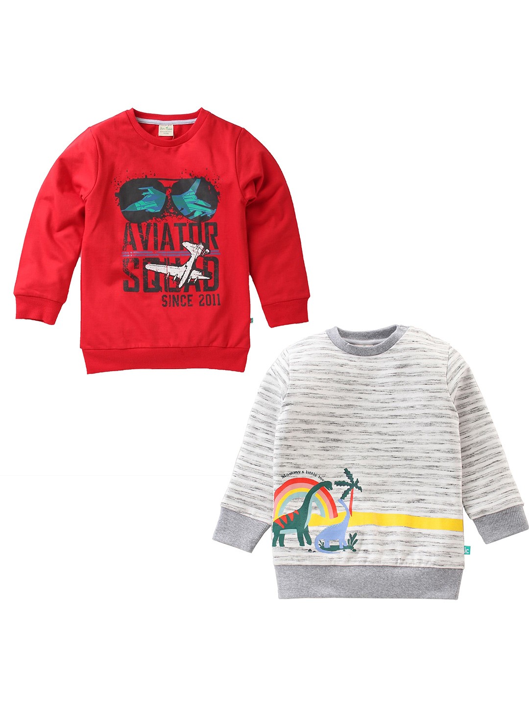 

JusCubs Boys Pack Of 2 Red & Grey Printed Sweatshirts