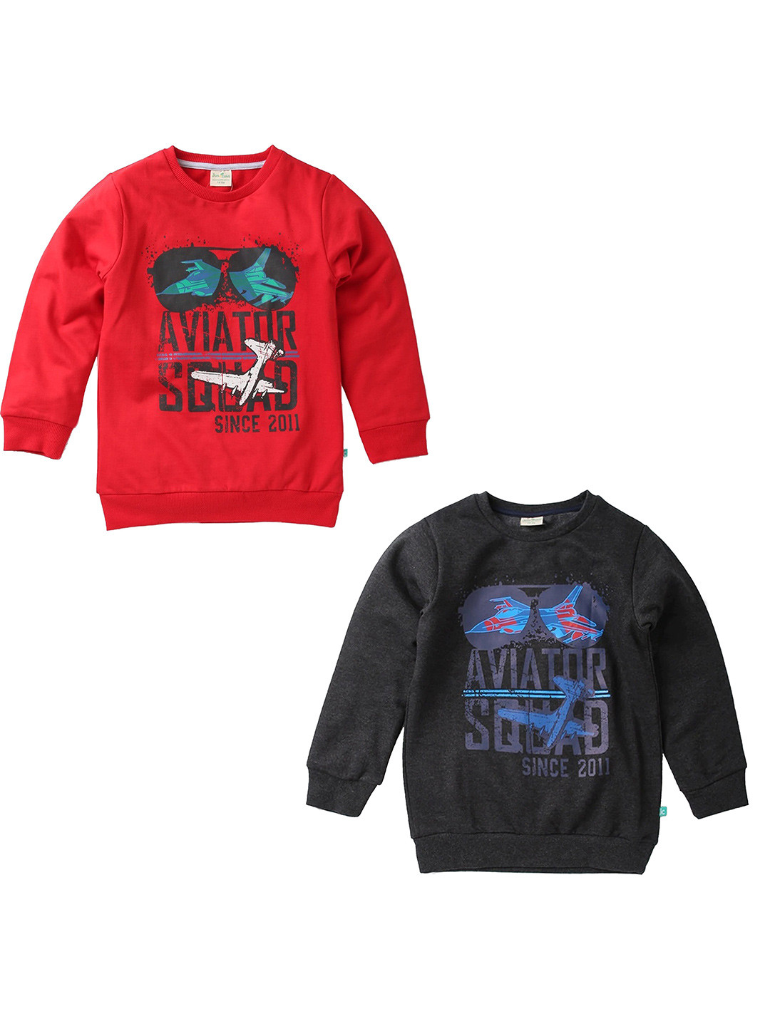 

JusCubs Boys Pack Of 2 Red & Black Printed Sweatshirts