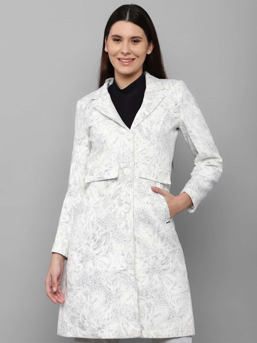 

Allen Solly Woman Women White Longline Tailored Jacket