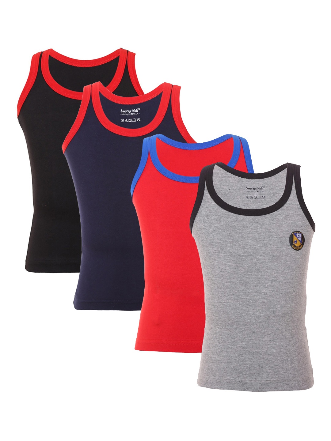 

SMARTERKIDS Boys Pack of 4 Assorted Printed Cotton Innerwear Vests