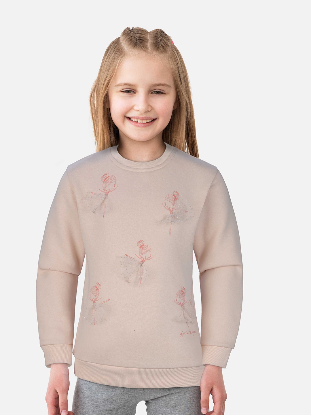 

Gini and Jony Girls Peach-Coloured Printed Sweatshirt