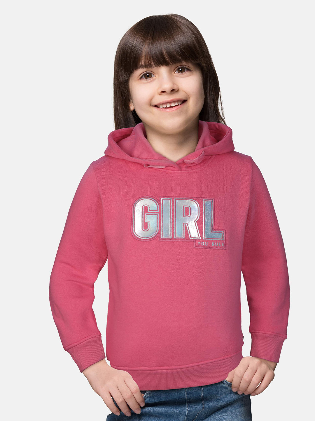 

Gini and Jony Girls Pink Printed Cotton Sweatshirt