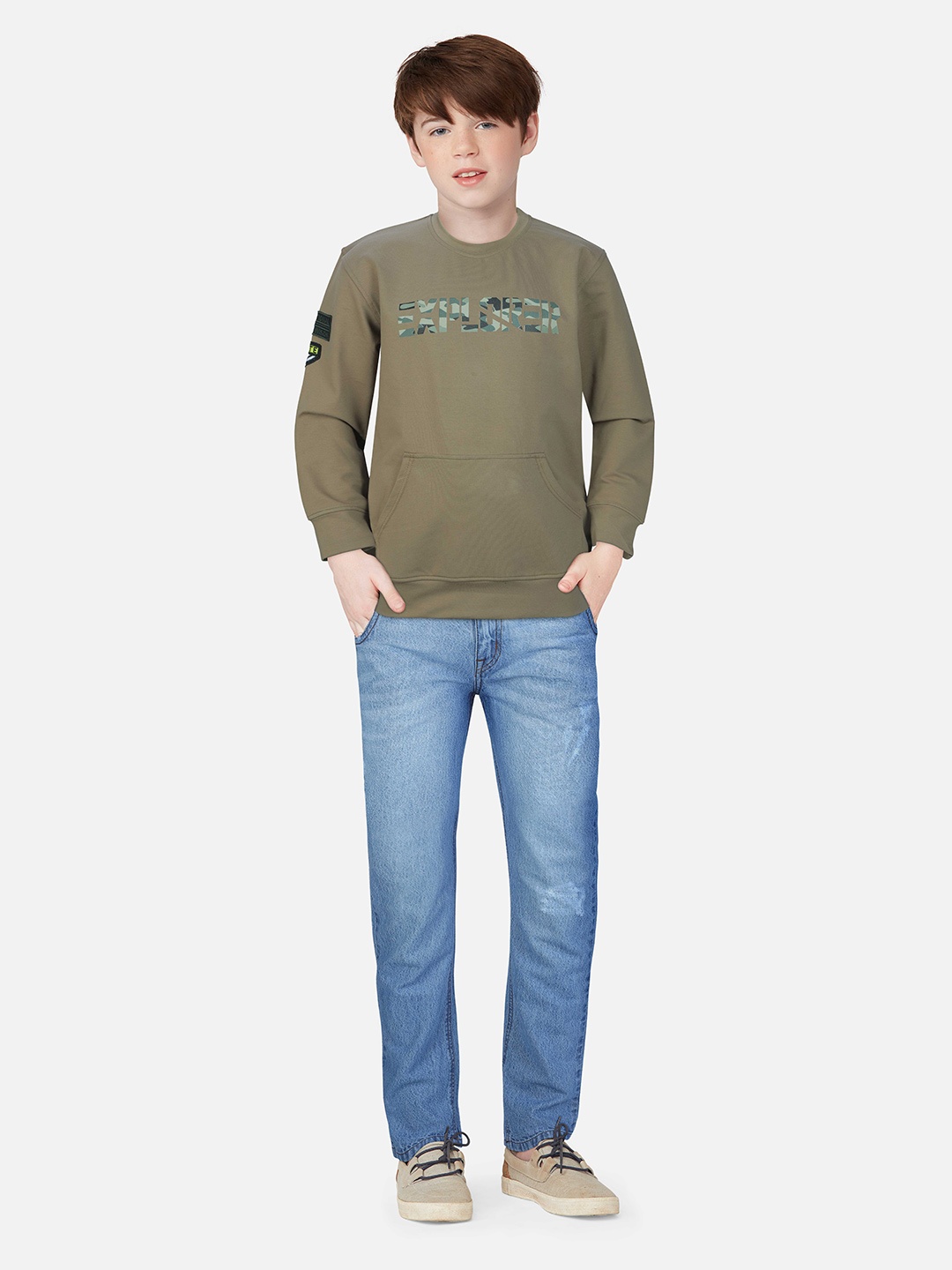 

Gini and Jony Boys Khaki Solid Sweatshirt