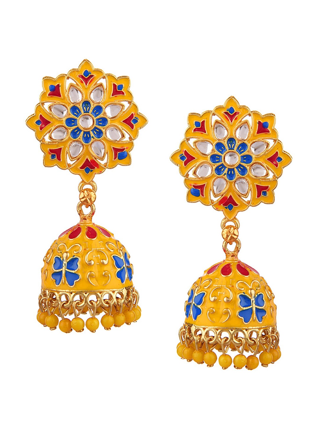 

FEMMIBELLA Women Yellow Gold Plated Jhumka Earrings