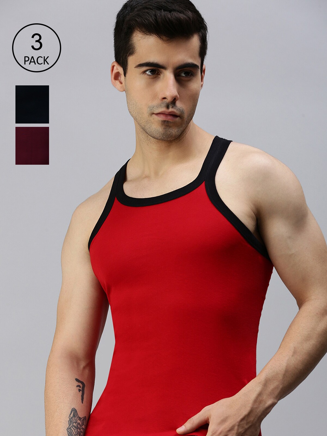 

Lux Cozi Men Pack Of 2 Solid Cotton Innerwear Vests, Blue