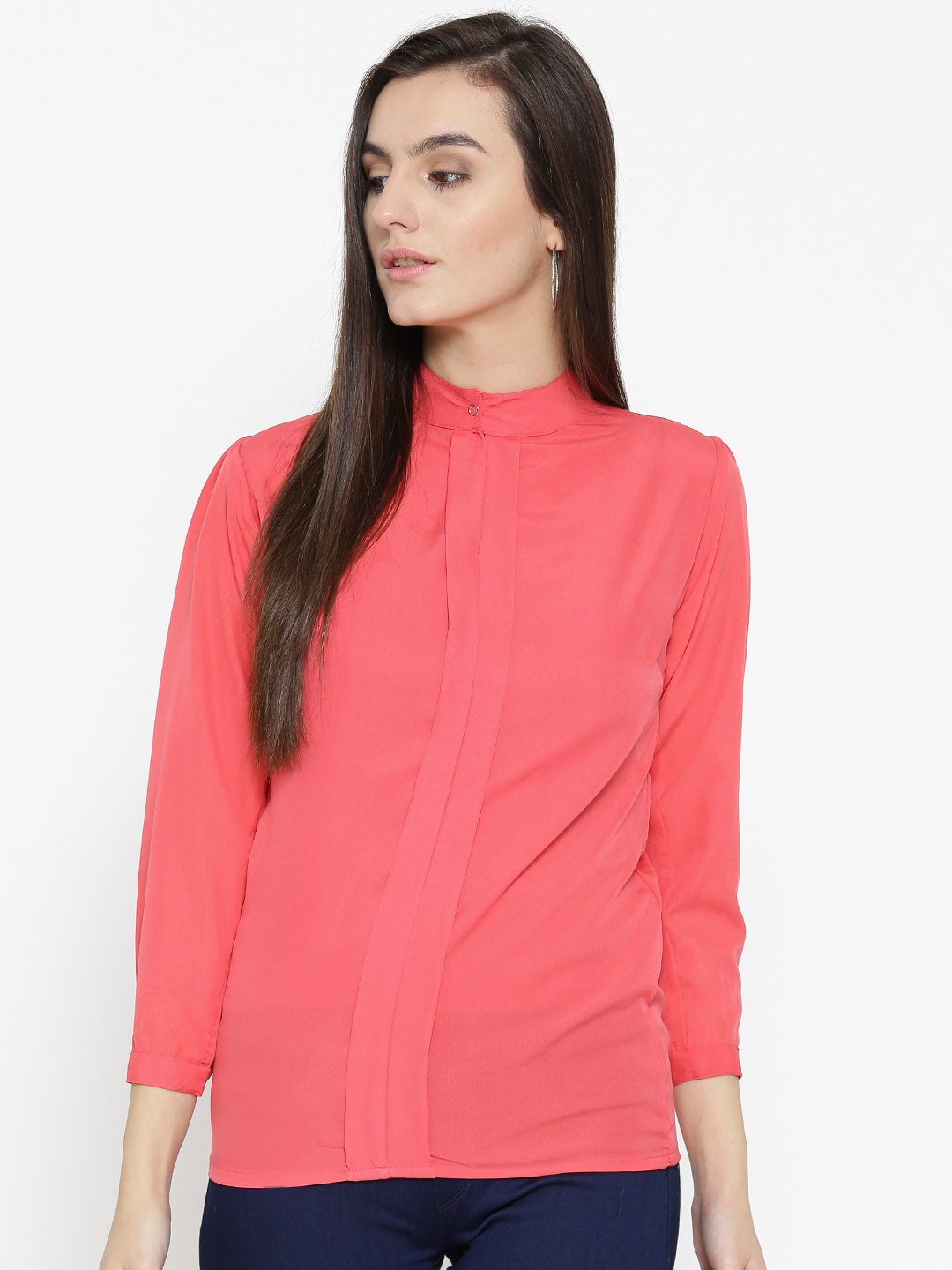 

U&F Women Pink Solid Shirt Style Top
