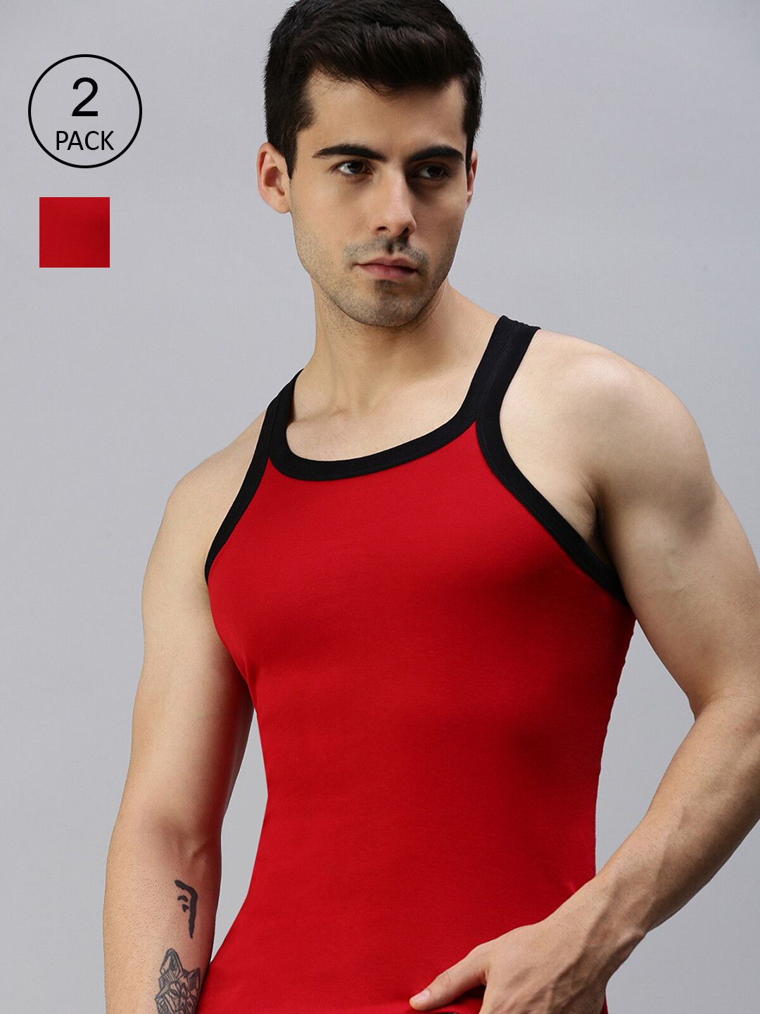 

Lux Cozi Men Pack Of 2 Solid Pure Cotton Innerwear Vests, Blue