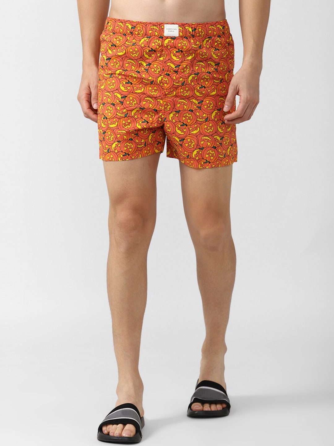 

AMERICAN EAGLE OUTFITTERS Men Orange-Colored Printed Boxer