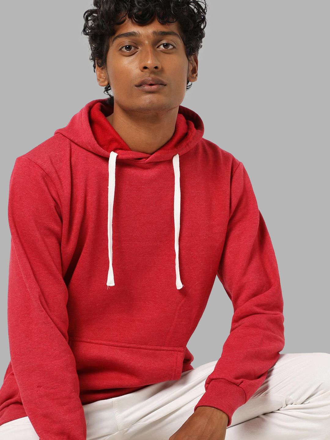 

Campus Sutra Men Maroon Hooded Cotton Sweatshirt