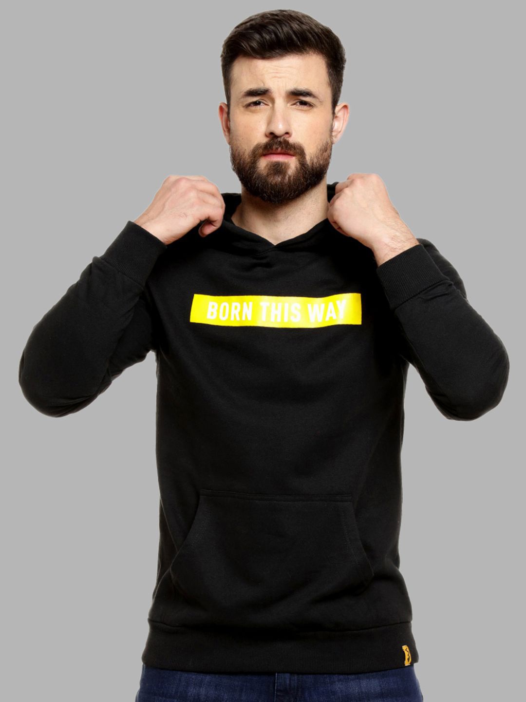 

Campus Sutra Men Black Hooded Sweatshirt