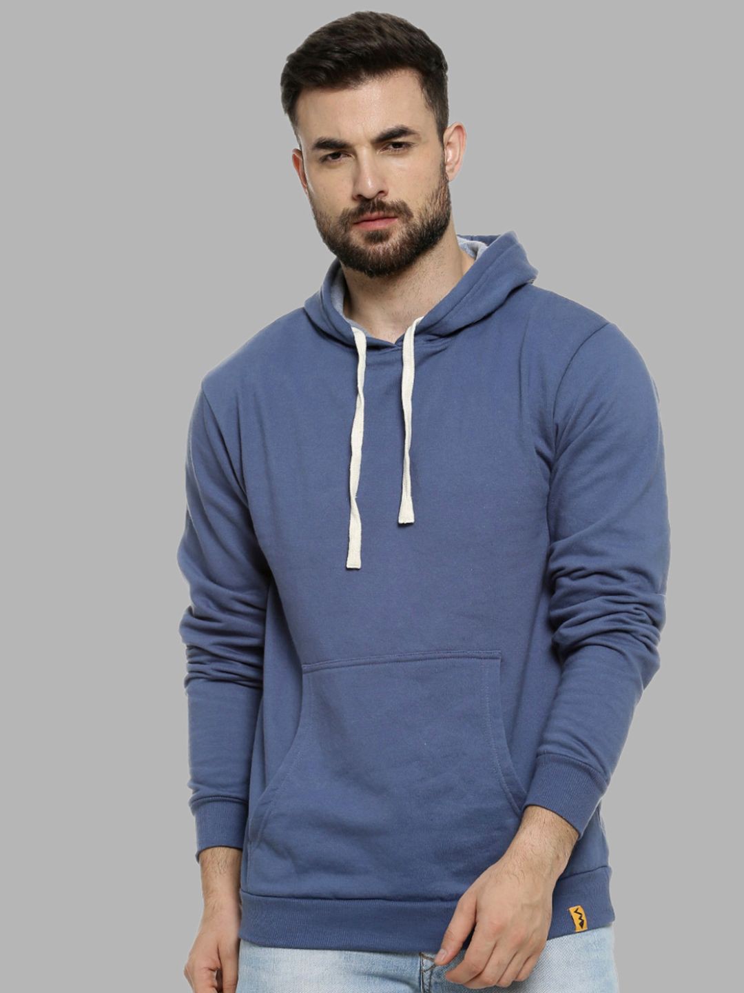 

Campus Sutra Men Blue Hooded Cotton Sweatshirt