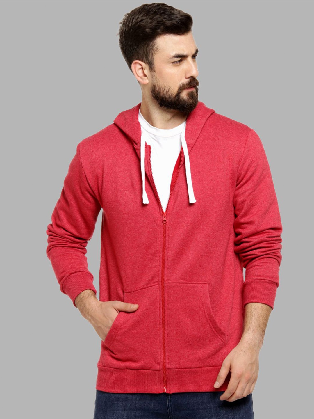 

Campus Sutra Men Maroon Hooded Sweatshirt