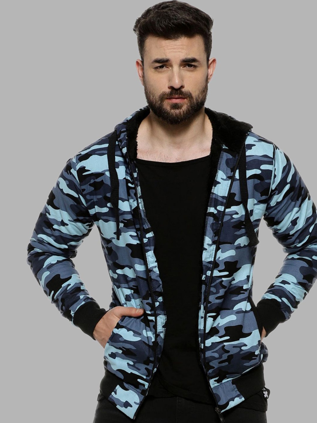 

Campus Sutra Men Blue Windcheater Outdoor Sporty Jacket