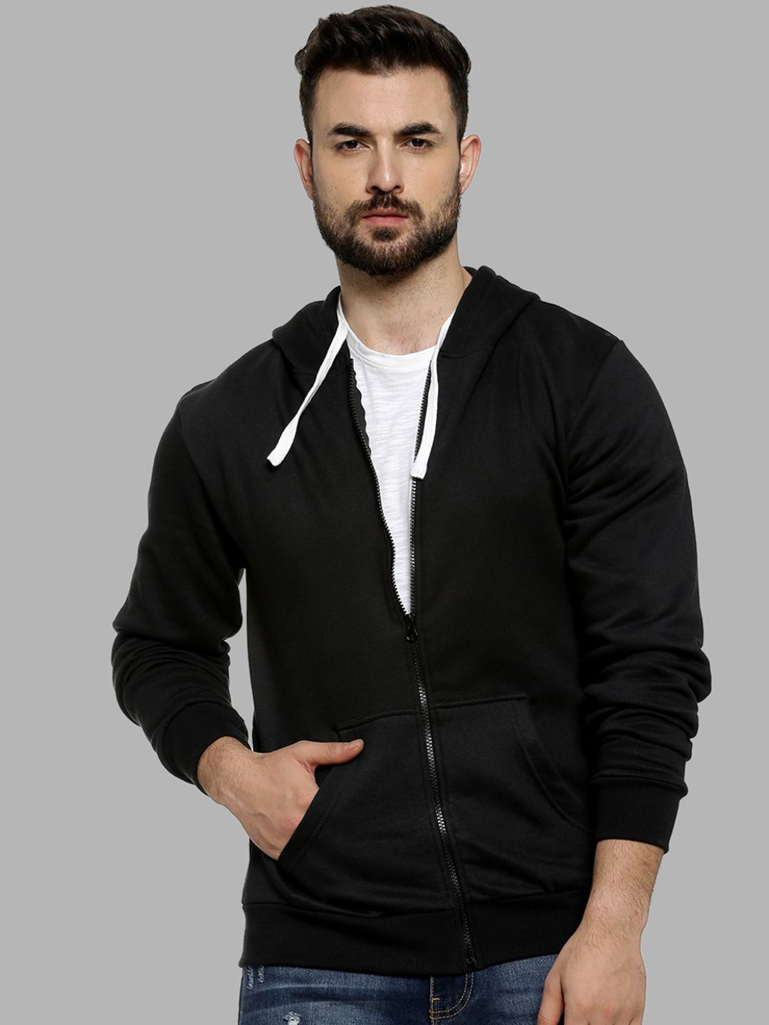

Campus Sutra Men Black Hooded Sweatshirt