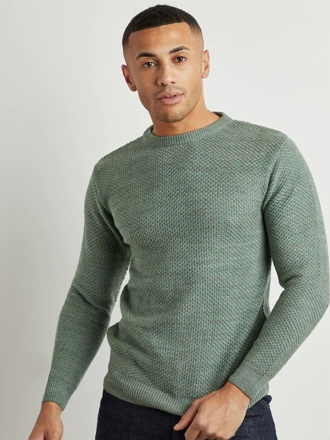 

Campus Sutra Men Green Pullover Sweater