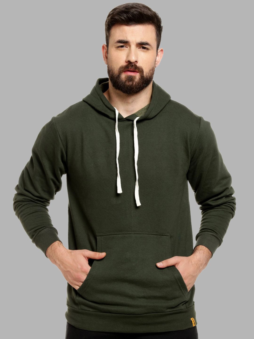 

Campus Sutra Men Green Hooded Sweatshirt