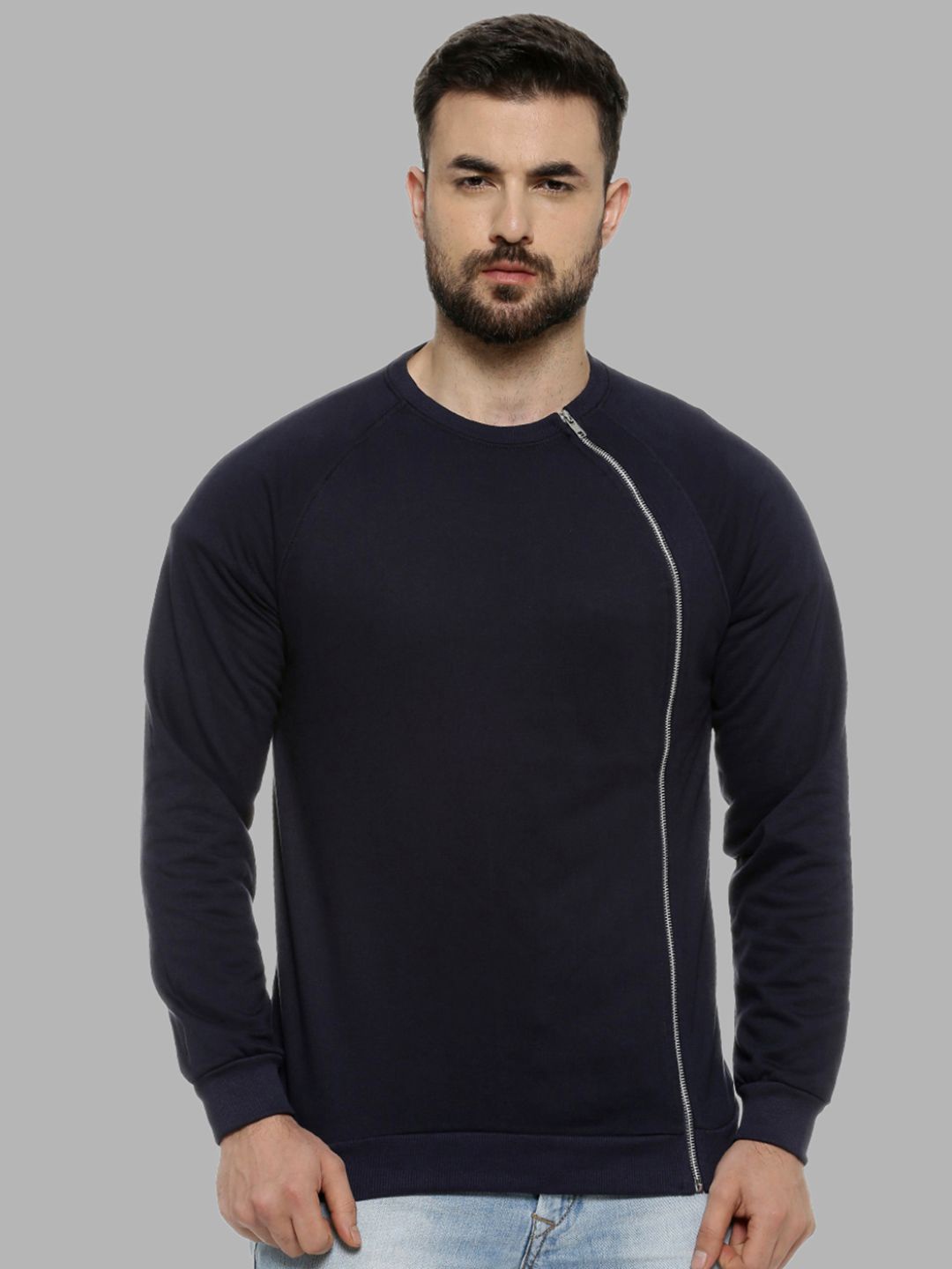 

Campus Sutra Men Blue Solid Sweatshirt