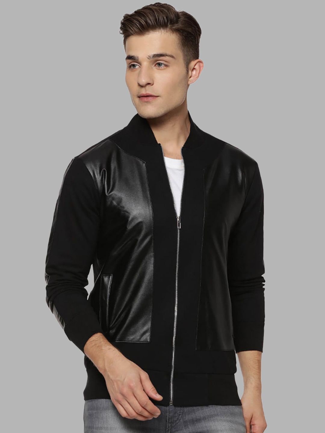 

Campus Sutra Men Black Windcheater Outdoor Bomber Jacket