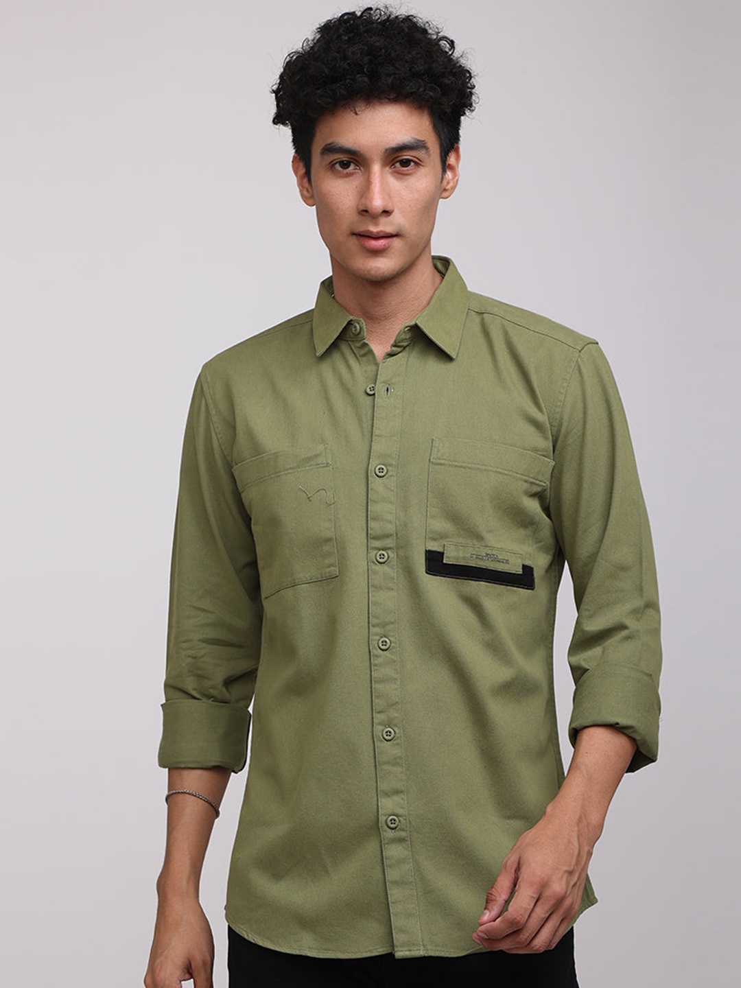 

Snitch Men Olive Green Slim Fit Casual Shirt