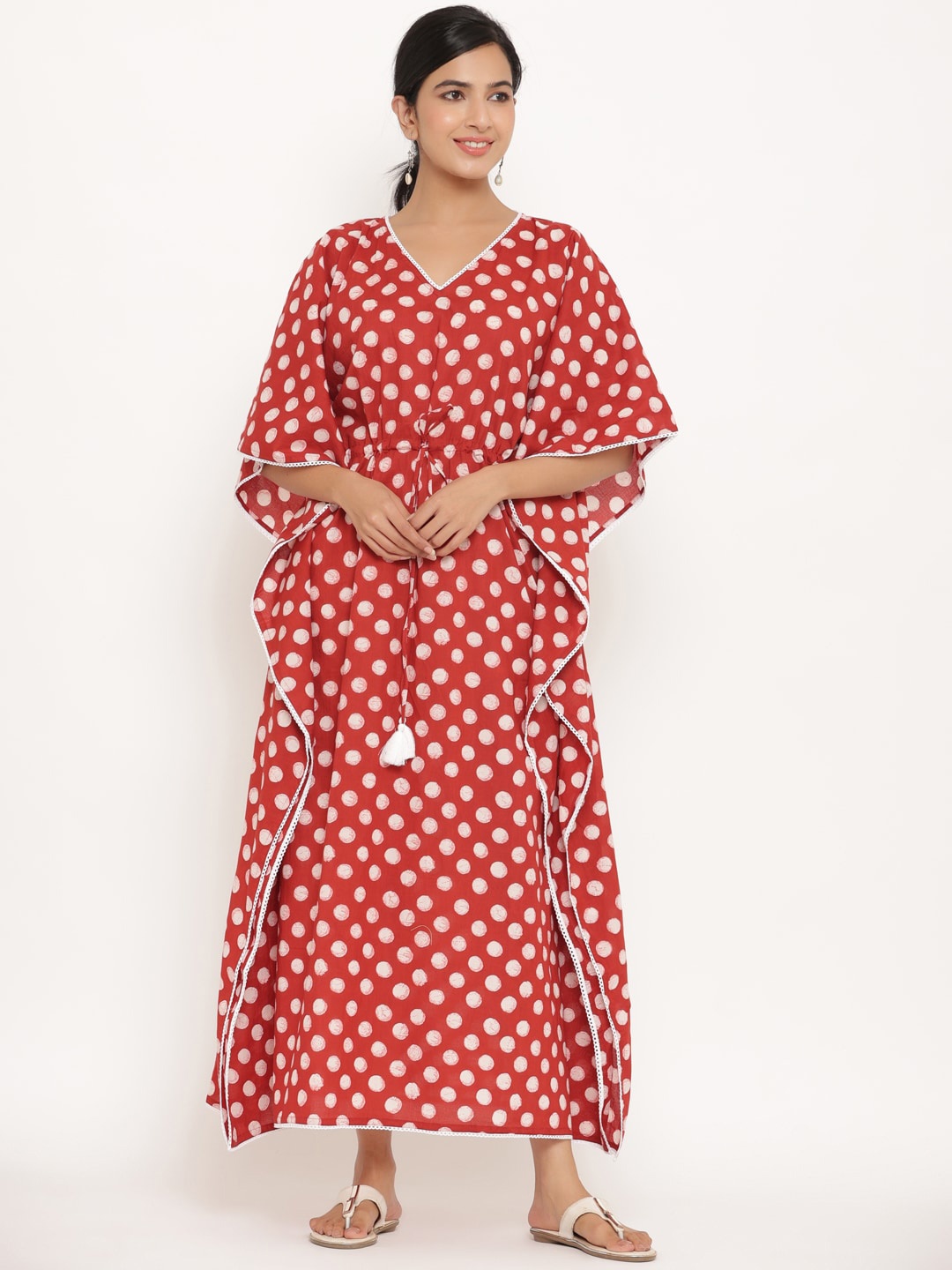 

mirari Red Printed Maxi Nightdress