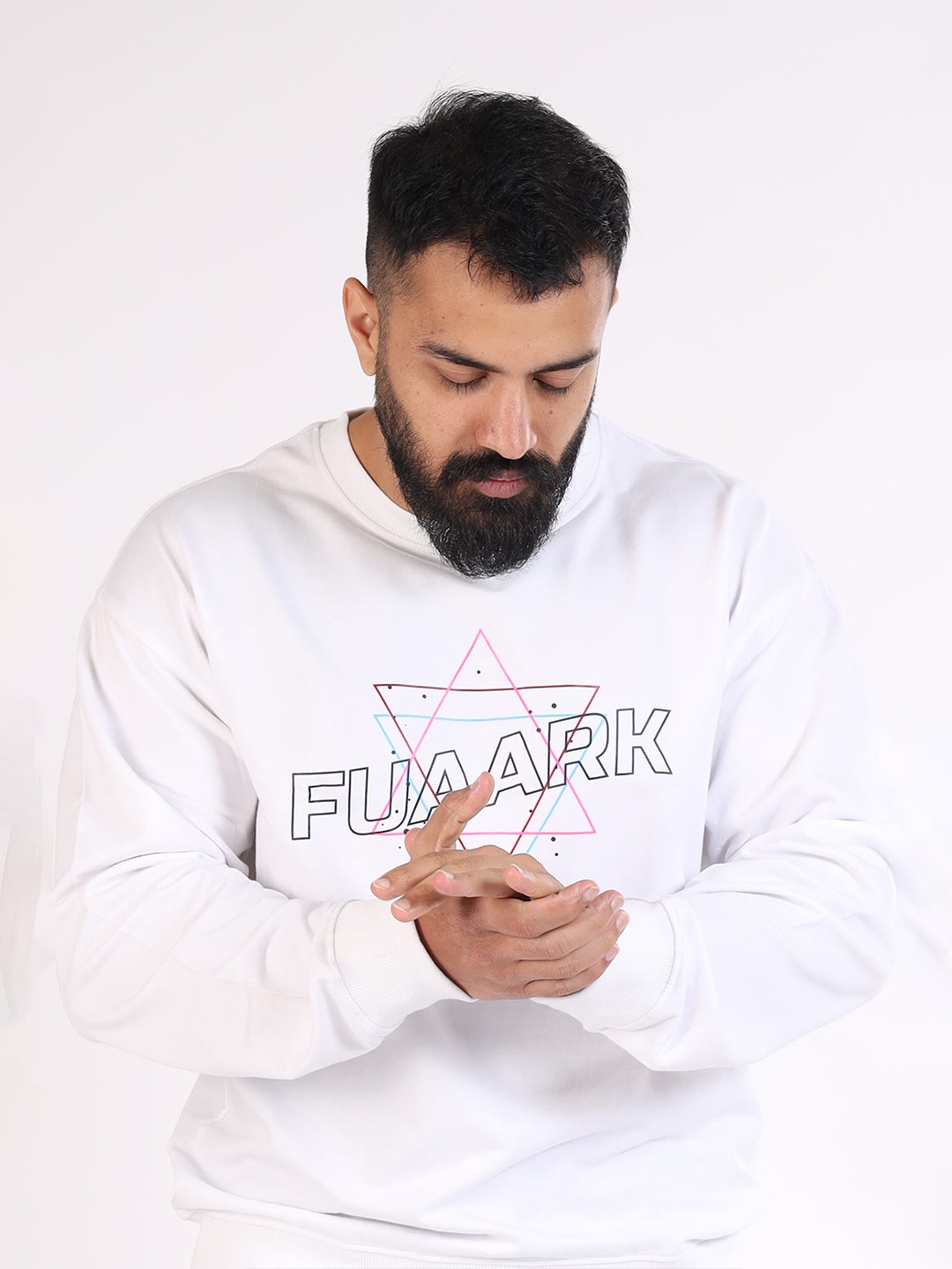 

FUAARK Men White Printed Sweatshirt