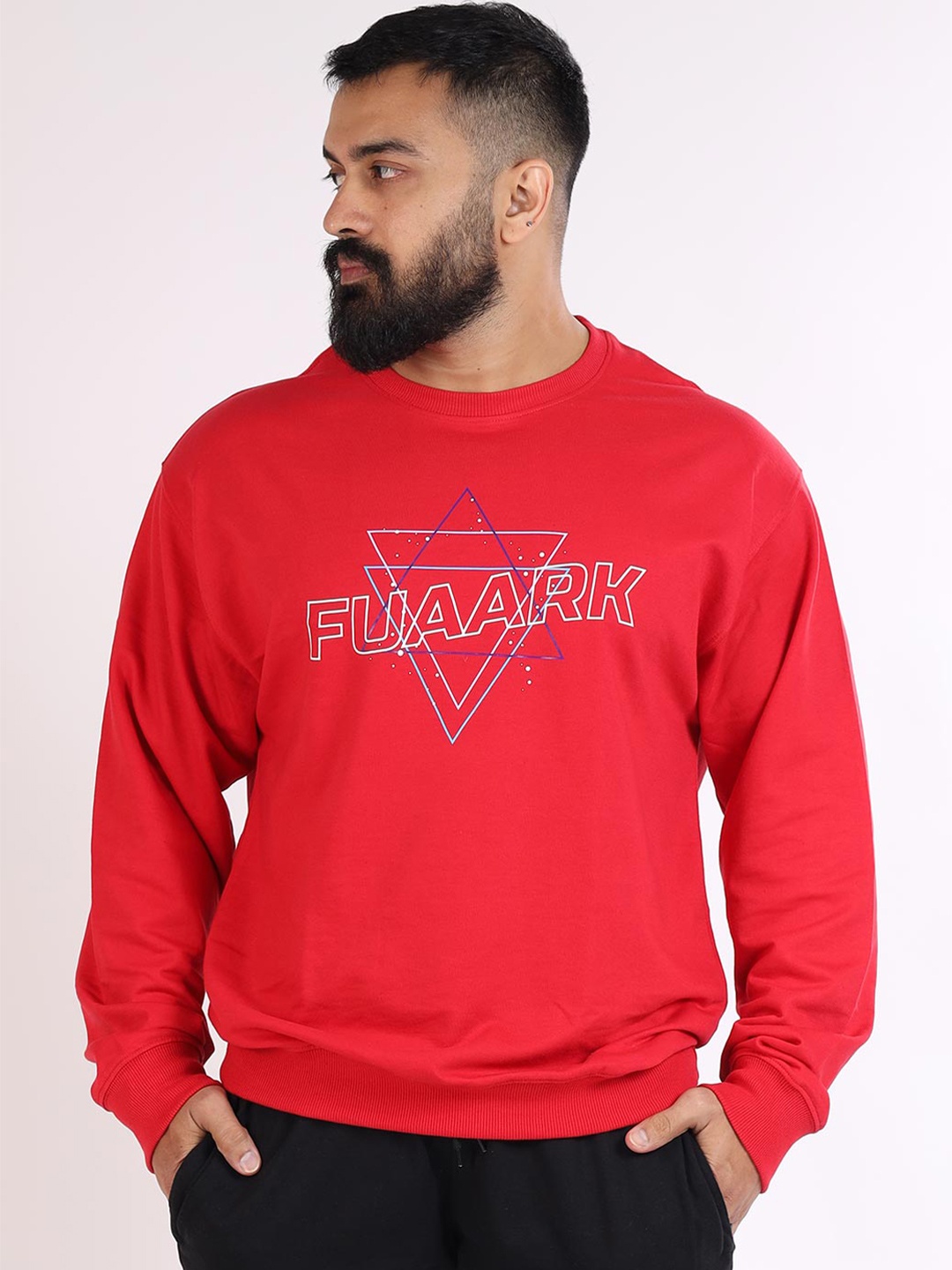 

FUAARK Men Red Printed Anti-Odour Sweatshirt