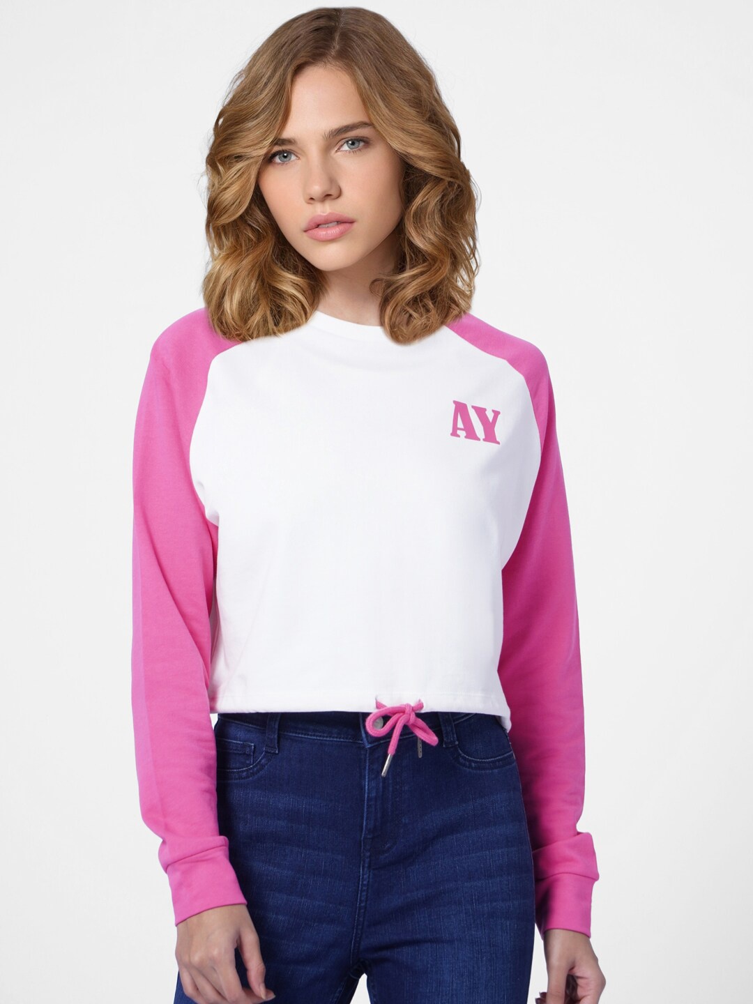 

ONLY Women White Colourblocked Onlstopper Ls Sweat J Sweatshirt